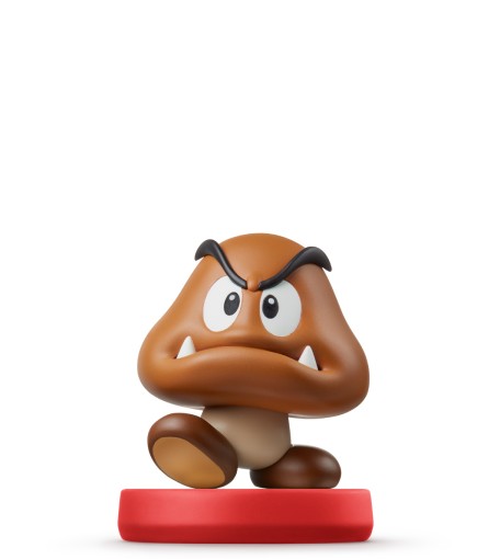 La biographie de Goomba avec sa figurine de chez Nintendo