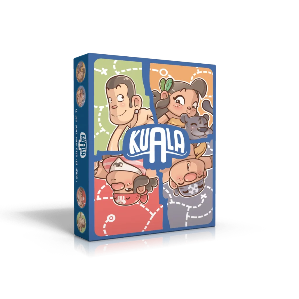 Kuala : le jeu dont vous êtes le héros avec quatre personnages dans un monde de bande dessinée