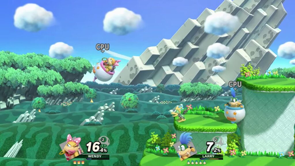 Wendy et la tortue bleue dans super smash bros ultimate
