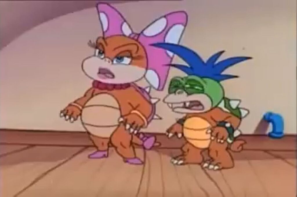 Wendy et la tortue turquoise dans les aventures de super mario bros 3
