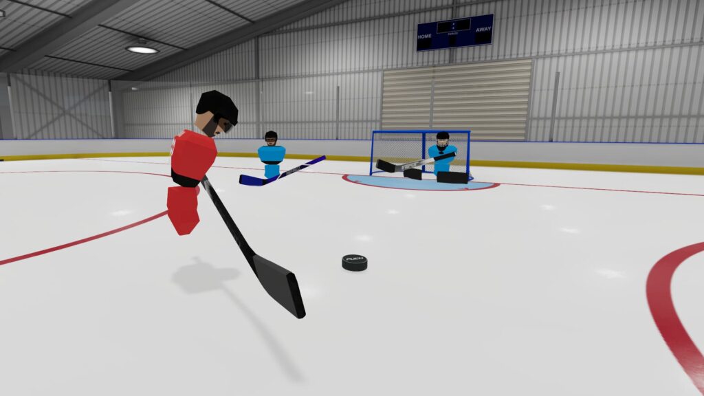 Puck hockey avec une cross, un palet et une cage de hockey