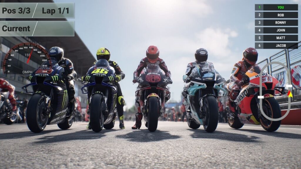 Moto Championship 26 avec une ligne de départ et des motos 