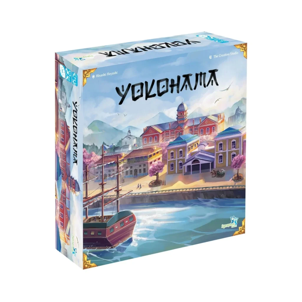 Yokohama Synapses Games avec un port nippon et des temples et des sakuras en fleurs