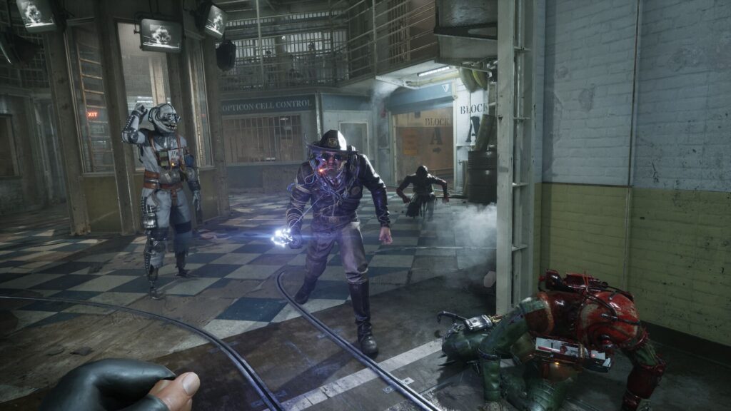 Outlast trials avec un policier déjanté dans un commissariat 