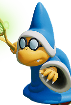 Magikoopa avec sa tenue bleue et une raquette de tennis dans Mario tennis fever